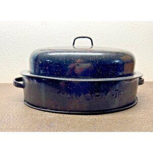 Savory Jr Roaster Black Speckle Enamel, Vintage